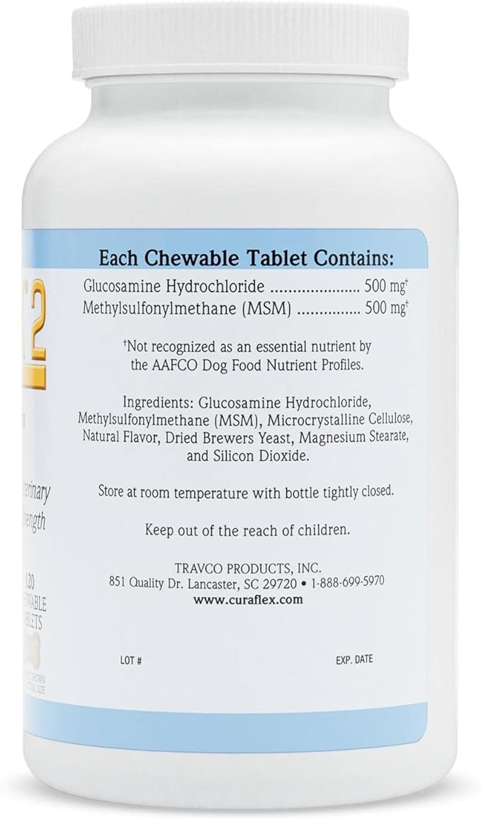Nutramax Curaflex 2 Joint Health Supplement for Dogs, 120 Chewable Tablets (Pack of 2)