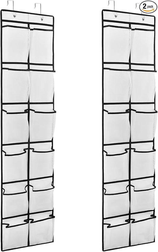 2PK 12 Large Pockets Over Door Hanging Shoe Organizer