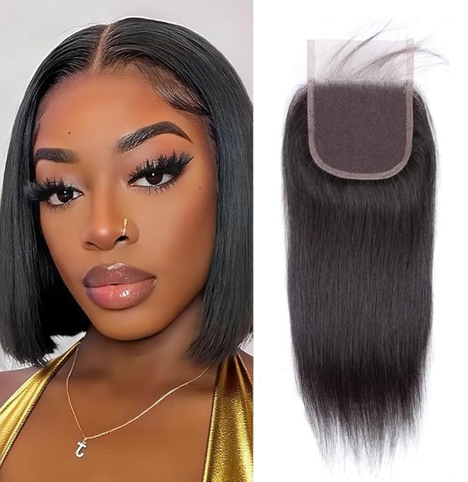 Selina Hd Lace Closure 4x4 Closure Brazilian Virgin Straight Lace Closure Human Hair Free Part Natural Black 10 Inch