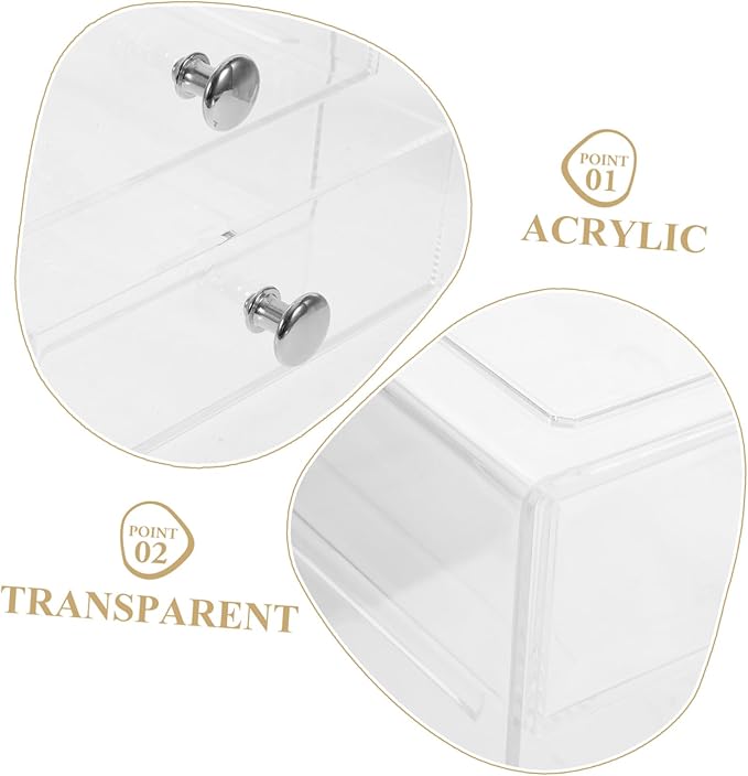 GLEAVI Clear Storage Box Organizer with Three Layers for Sundries Stackable Makeup and Jewelry Storage and Elegant Design for Hair Accessories and Skincare
