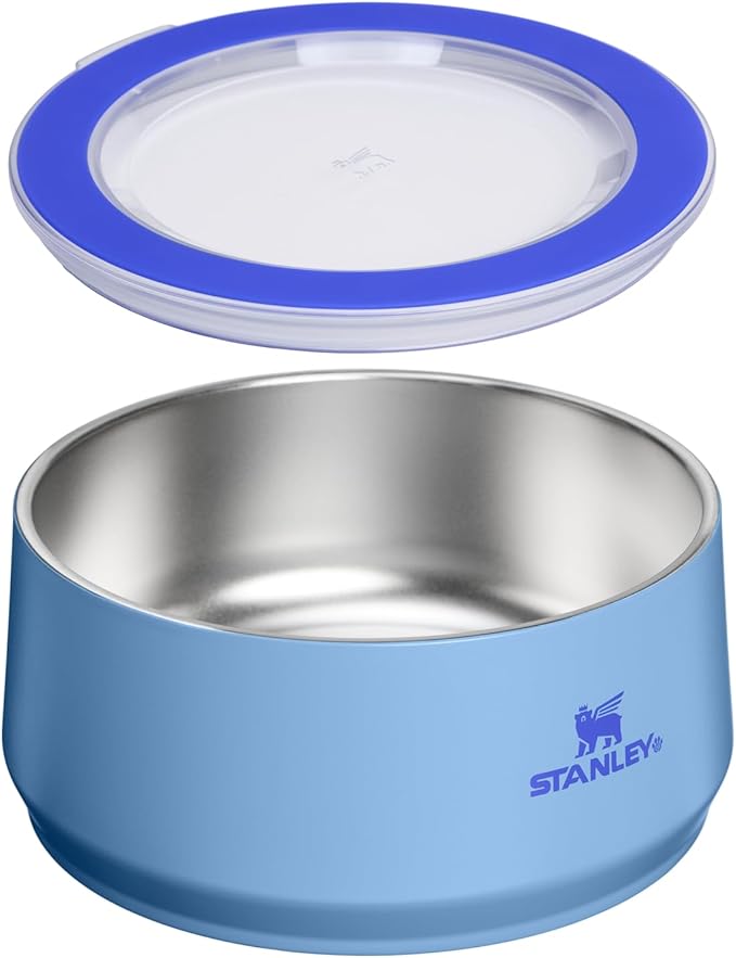 STANLEY Pet Bowl | 6-Cup (48 oz) Insulated Stainless Steel Dog & Cat Bowl | Splash-Resistant Lid | Dishwasher Safe | BPA-Free | Blue Sky