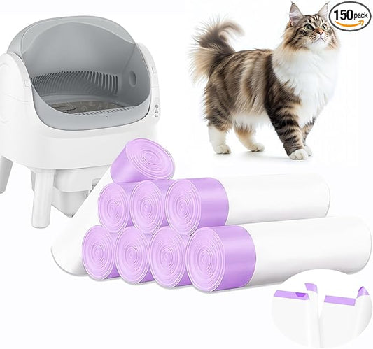 150 Count Cat Litter Bags,25 x16 Inch Automatic Litter Box Liner, Compatible with Litter Box Robot 3 & 4