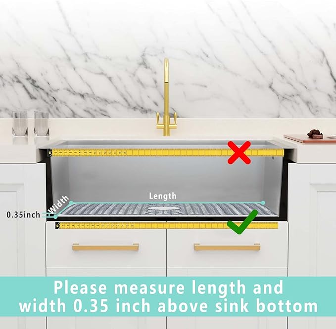 AWOKE Sink Protectors for Kitchen Sink | 16.2"x 12.5" Kitchen Sink Mats for Bottom of Kitchen Sink | Sink Inserts for Kitchen Sink of Stainless Steel Sink | Center Drain (Grey)