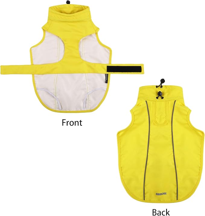 Waterproof Dog Raincoat, Adjustable Lightweight Dog Rain Jacket with Reflective Strip Leash Hole for Small Medium Large Dogs (Yellow, Small(9-13lb))
