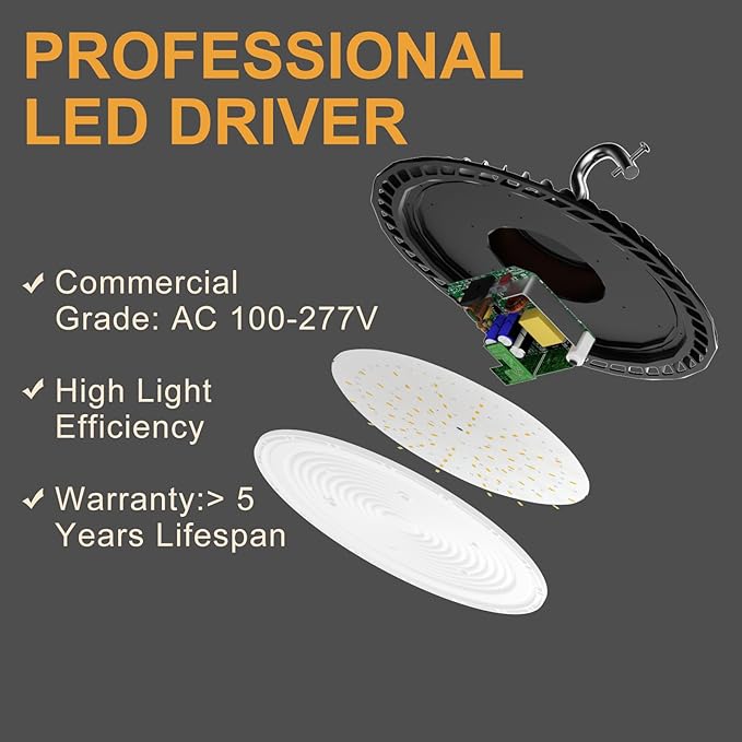 8Pack 250W LED High Bay Light, 37500LM (Eqv. to 1000W HPS/MH) High Bay LED Shop Lights, 5000K 𝐀𝐂𝟏𝟎𝟎-𝟐𝟕𝟕𝐕 UFO Commercial Light 𝟓𝐘𝐞𝐚𝐫𝐬 𝐖𝐚𝐫𝐫𝐚𝐧𝐭𝐲