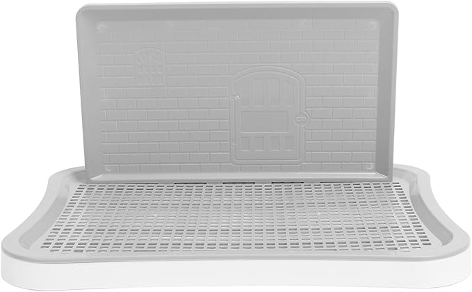Asixxsix Dog Potty Training, 51x38x6cm Chew Resistant Mesh Pee Pad Holder, Indoor Outdoor Puppy Toilet Tray with Wall Mount System for Dogs and Puppies (White)