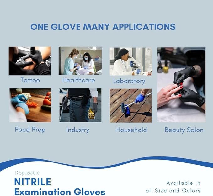 Low Derma Nitrile Exam Gloves, Chemo drug tested, Latex free, Powder free, Berry Blue, 3.5 mil, S, M, L, XL