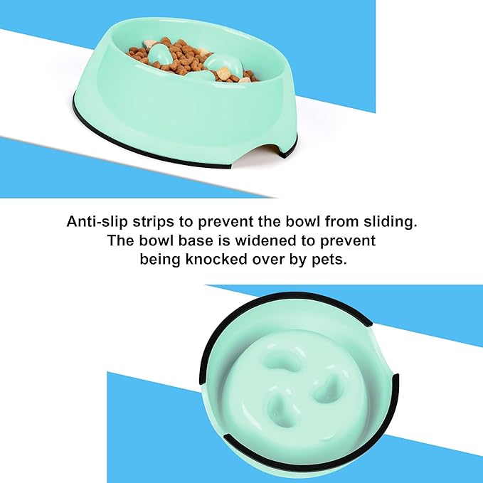 Super Design Slow Feeder Bowls, 2 Cups Slow Feeding Dog Bowl Large Breed Bottom Anti Slip Heavy That Won't Move Easy to Eat Dog Food Suitable for Large Dogs-L-Green
