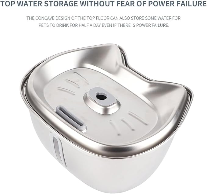 Cat Fountain 3L Stainless Steel Cat Water Fountain Automatic Water Circulation Filtered Water Feeder Pet Water Dispenser for Cats and Small Dogs Pet Water Dispenser