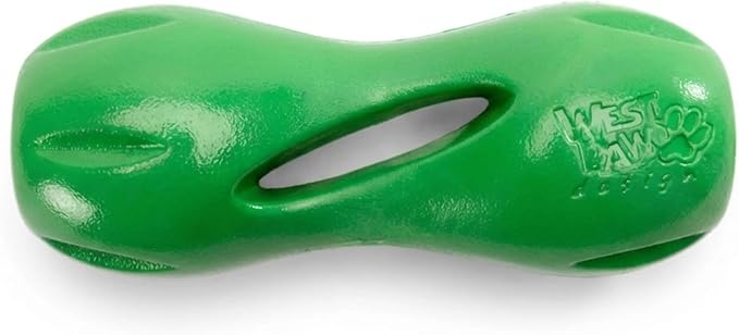 West Paw Qwizl Durable Zogoflex Dog Puzzle Toy for Mental Stimulation, and Enrichment - Treat Dispensing for Bully Sticks and Dental Sticks - Dishwasher Safe - Made in USA - Small - Clover