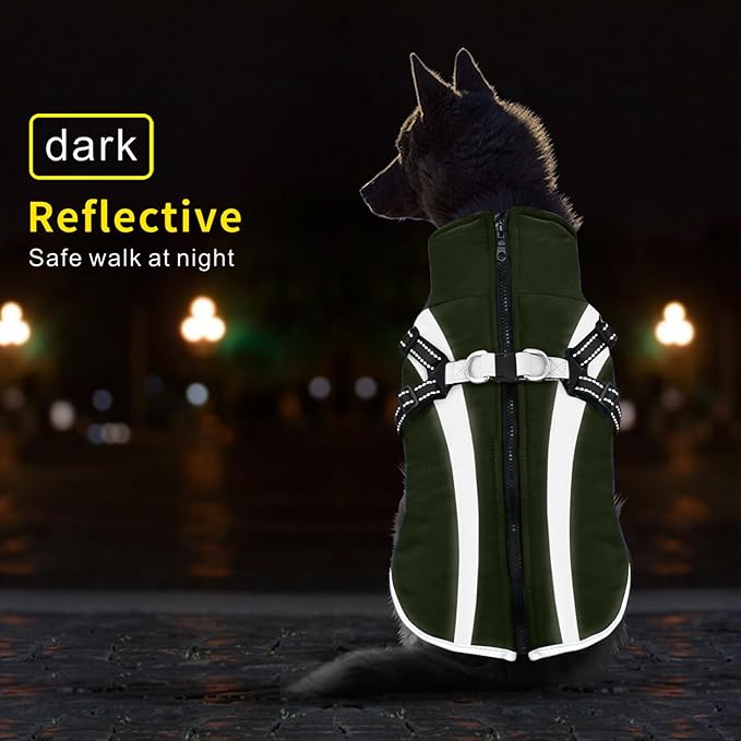 Mosucoirl Warm Dog Coats Vest, Waterproof Dogs Jacket Reflective Fleece Pet Winter Cold Weather Coat Dogs Clothes Cozy Snow Jackets Outfits for Small Medium Large Dogs Puppy