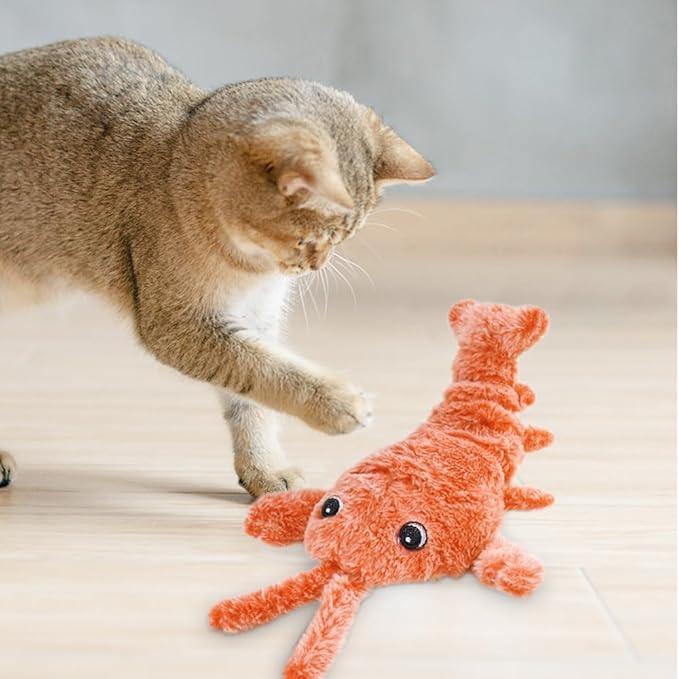 Interactive Dog Toy, 2025 Upgrade Plush Lobster Puppy Toys for Small Dogs Calming, Floppy Funny Jumping Moving Sturdy Pet Toys for Chewing Teething (Pink)