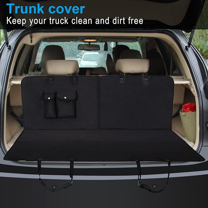 Waterproof Dog Car Seat Cover for Back Seat,Heavy Duty Back Seat Pet Cover for Dogs with Hard Bottom, Non-Slip & Scratchproof Dog Hammock for Car SUV & Truck