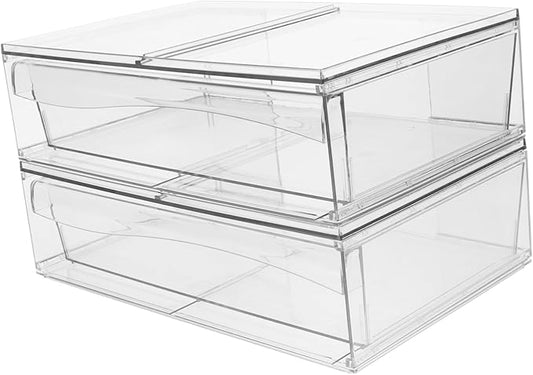 2pcs Acrylic Makeup Organizer Lids Storage Boxes Lids Decorative Storage Boxes for Desktop Extra Makeup Organizer