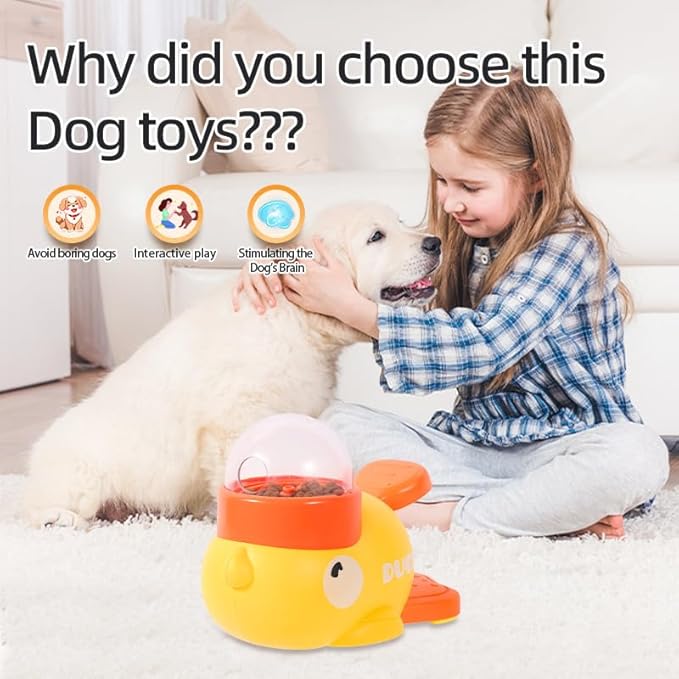 Dog Puzzle Feeder Interactive Duck Toy, Slow Food Dispensing Pet Feeder for Dogs, Anti-Slip Plastic Treat Dispenser, Mental Stimulation & Training Toy