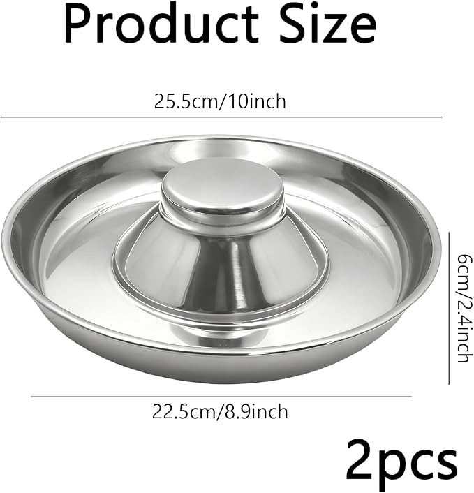 2 Pack Stainless Steel Puppy Bowls, Non-Skid Slow Feeder Bowls for Dogs, Raised Dog Food and Water Dish for Feeding Small Medium Large Breeds, Cats and Multiple Pets