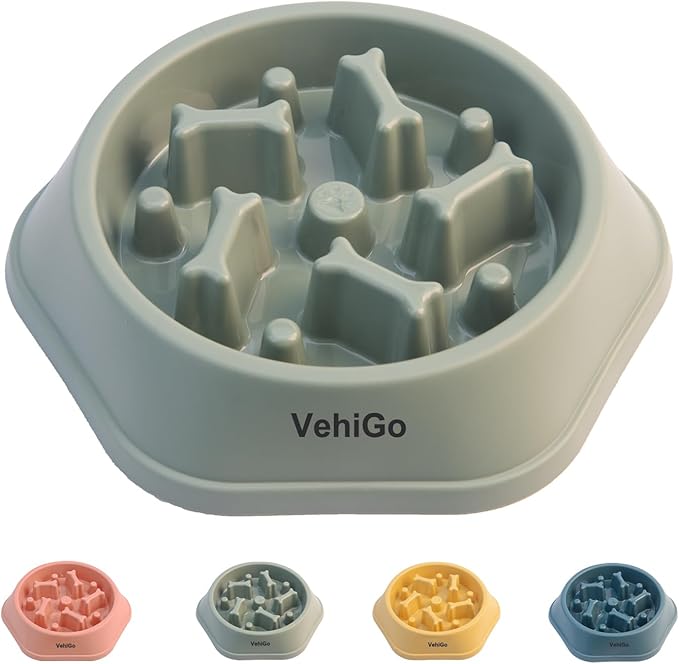 Dog Slow Feeder Bowl for Small & Medium Breeds, Anti-Choking Puzzle Food Bowl, Non Slip Interactive Dog Feeder for Healthy Eating Habits, Dishwasher Washable (Green)