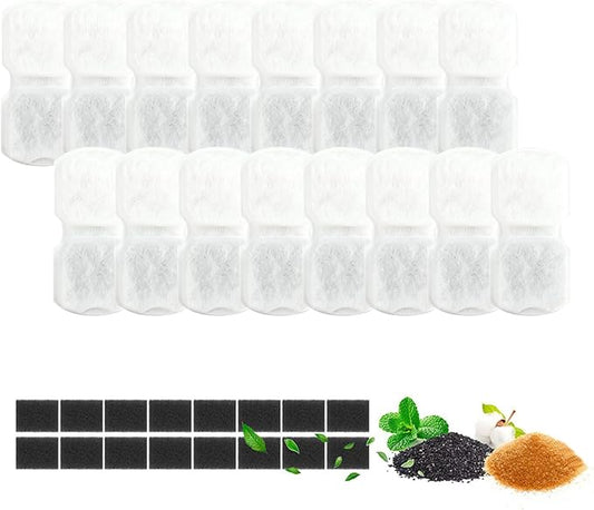 24 Pack Cat Water Fountain Filters,12 Pack Cat Water Fountain Replacement Filters & 12 Pack Pre-Filter Sponges,Fountain Filter Replacement for GIOTOHUN S11 and HOOISE 74oz