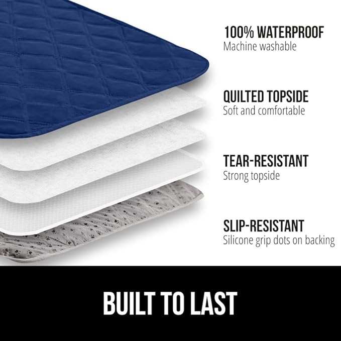 GORILLA GRIP Waterproof Dog Blanket, Couch Cover for Dogs Washable, Protects Sofa, Furniture, Crate, Car, RV Essentials Pet Supplies, Tear and Slip Resistant Leakproof Cushion Cover, 40x50 Navy Blue