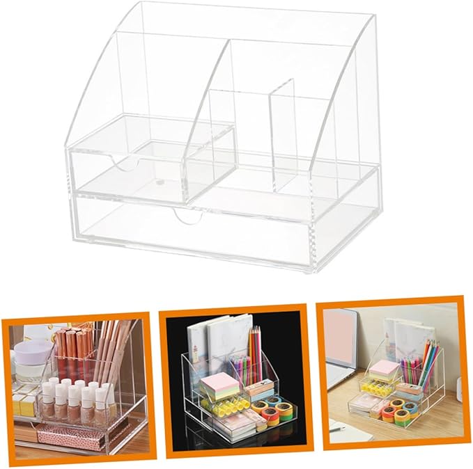 Desktop Organizer Storage Box for Makeup Stationery and Accessories Multi Acrylic Compartment Container for Use