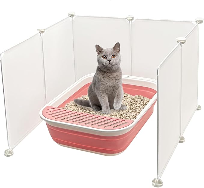VCEPJH Cat Litter Box Enclosure Splash Guard Extra Large High Wall Pee Shields DIY Privacy Screen for Litterbox Barriers L24 xW22.8xH15.7 in White (Kitty Boxes Not Included)