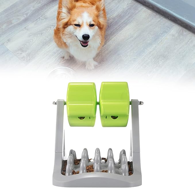 Pet Slow Feeder Interactive Dog Toy, ABS Material, Double Roller Design for Eating, Puzzle Feeding to Dog's Brain, Safe and Non