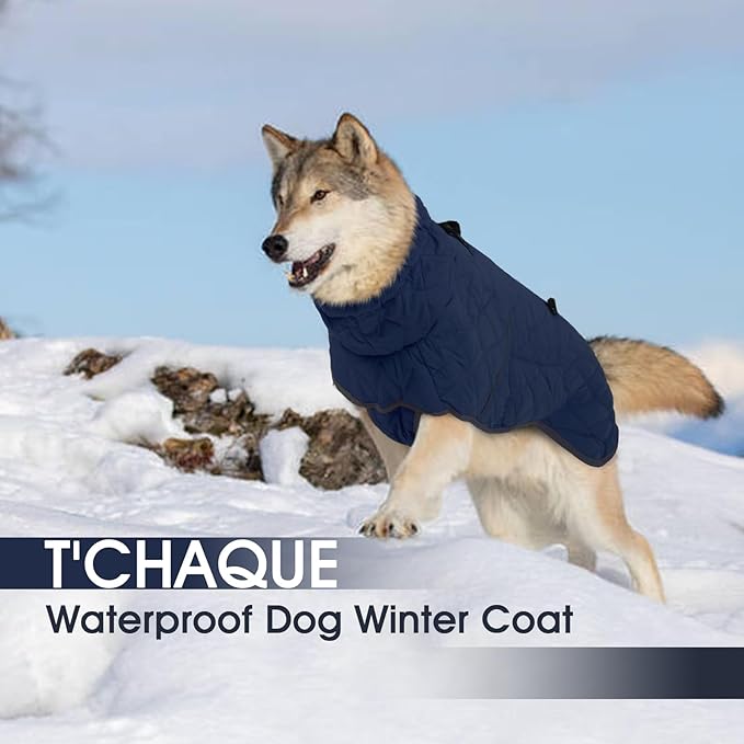 Winter Coat Waterproof Puffer Jacket Windproof for Small Medium Large Dogs - Cold Weather Coat With Harness Built-in Reflective Turtleneck Fleece Jacket Adjustable Snowsuit