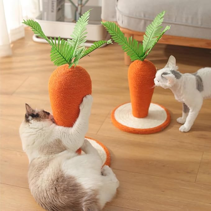Carrot Cat Scratching Post, CuteTall Scratching Post, Indoor Nature Sisal Cat Scratcher for Cats and Kittens