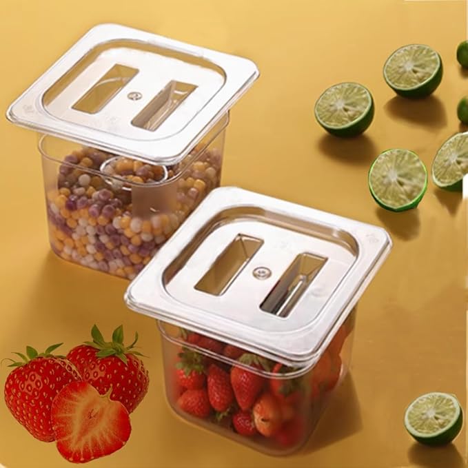 12PCS Clear Food Storage Container 1/6 Size 4 Inch Deep Plastic Food Pan with Lids Salad Bar Containers for Restaurant,Commercial,Hotel,Fruits,Vegetables,Beans