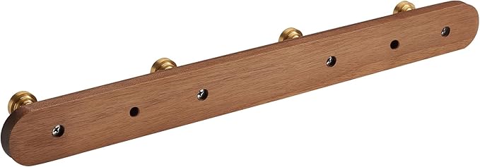 SARIHOSY] Wall Mounted Coat Rack,Multi Hook Hangers,Entryway Hanging Coat Rack,Metal Wood Coat Rail with 4 Hooks，Walnut Wood,zinc Alloy,Bedroom,Bathroom,Foyer,Living Room,Metal Household Items