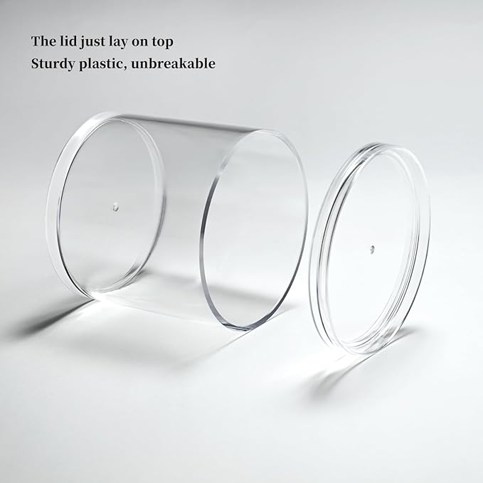 Stackable Clear Plastic Container 4pack - Round Vanity Storage Organizers with Lids for Hair Accessories & Beauty Supplies & Bathroom Container Set