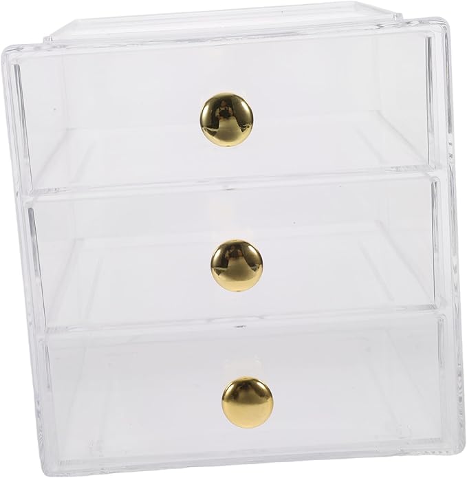 Clear 3-Tier Drawer Storage Box Makeup Organizer Desktop Storage Acrylic Cosmetic Display Case Handles