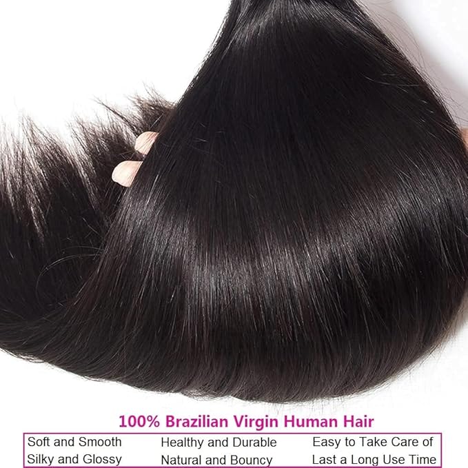 Selina Brazilian Virgin Hair Straight 22 Inch Bundles Human Hair 100% Unprocessed Brazilian Virgin Hair Bundle Remy Hair Extension Natural Black 100g Bundle