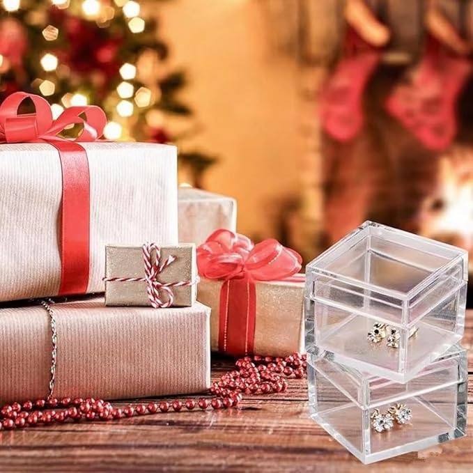 KissYou Small Clear Box Acrylic Candy Boxes with Lids Plastic Square Cube Jewelry Storage Contanier Easter Decorative Boxes