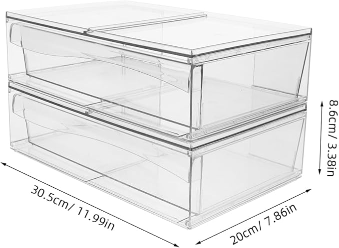2pcs Stackable Acrylic Makeup Organizer Bins Drawer for Desktop Storage Cosmetic Storage Box for Vanity and Bathroom for Keeping Essentials Organized