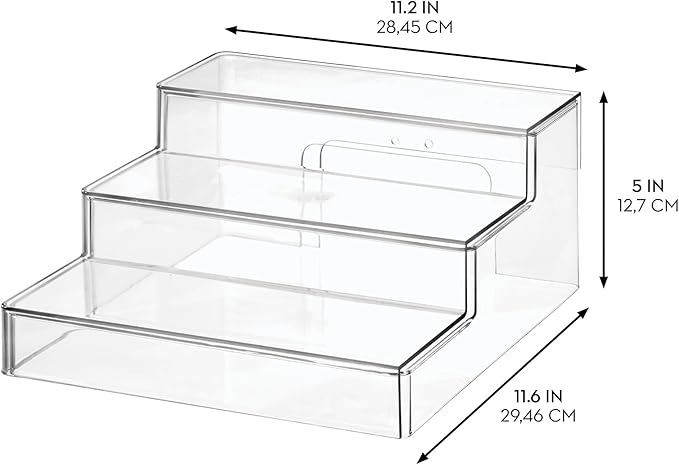 iDesign 3-Tier Expandable Spice Rack Organizer for Cabinet, Pantry, Set of 2, Clear, Made in USA