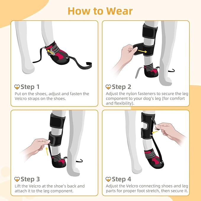 Strap-On Drop Foot Brace (No Knuckling Boot Brace) for Dogs— Dog Knee Pads,Corrective Dog Shoes to Safely Lift Toes for Foot Issues, Arthritis, and improving Walking gait in Dogs(L)