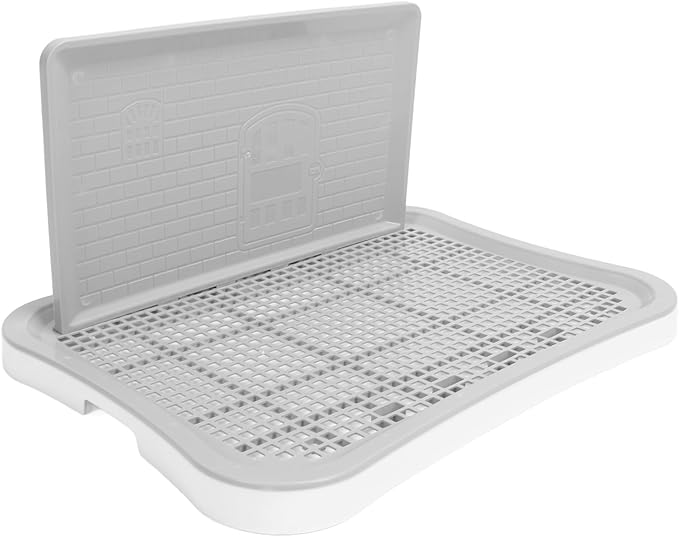 Asixxsix Dog Potty Training, 51x38x6cm Chew Resistant Mesh Pee Pad Holder, Indoor Outdoor Puppy Toilet Tray with Wall Mount System for Dogs and Puppies (White)