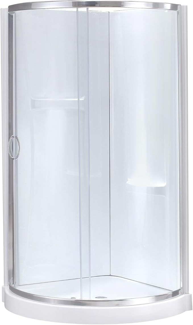 OVE Decors Breeze 34 in. Corner Shower Clear Sliding Door with Walls and Base in Chrome Finish