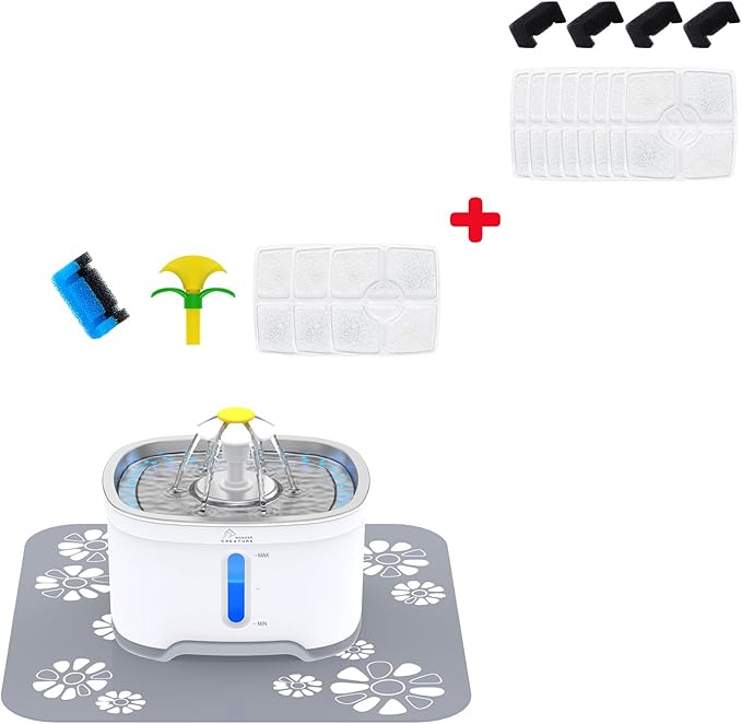 Wonder Creature Cat Water Fountain with 8 Carbon Filters and 4 Sponge Foam Filters
