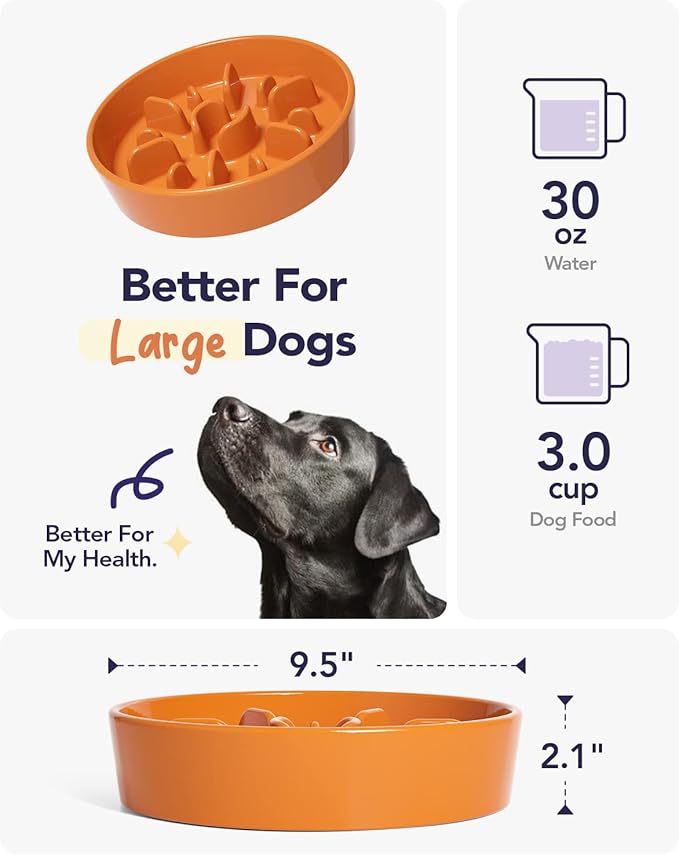 LE TAUCI Dog Slow Feeder Bowl Ceramic, 3 Cups Slow Feeding Dog Bowl Medium Large Breed, Maze Dog Bowl for Fast Eaters, Dog Dishes to Slow Down Eating, Puzzle Dog Food Bowl, Dog Maze Bowl