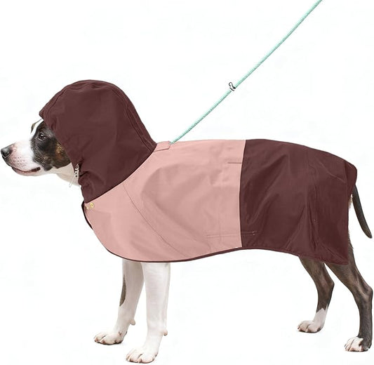 Dog Raincoat, Waterproof Dog Rain Jacket with Hood, Rain Coat for Small Dogs with Leash Hole, Raincoat Extended Dog Poncho Coverage to The Leg, Easy On/Off Rainwear Pink, S