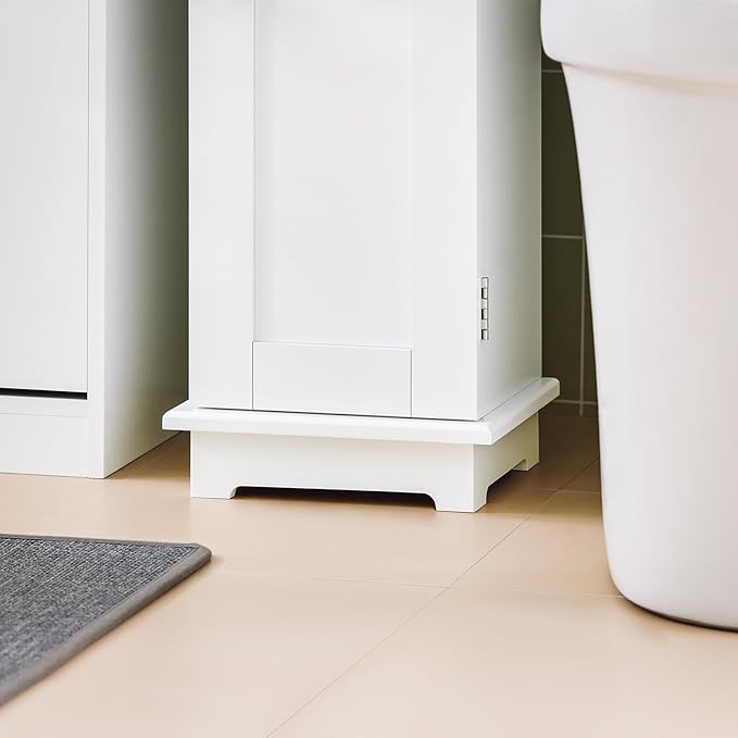 Haotian Corner Toilet Paper Holder Stand, Slim Bathroom Toilet Paper Storage Cabinet Organizer for Small Space, White FRG177-W