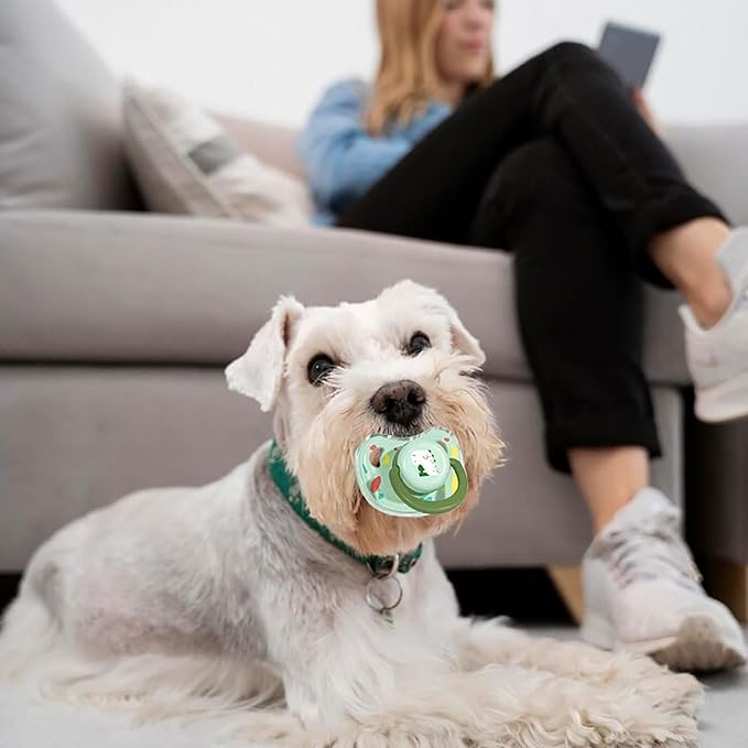 3Pcs New Calming Dog Pacifier Chew Toy, Dog Chewing Pacifier, Pet Silicone Chew Toy for Small Dog Cats (3 PCS, Green)