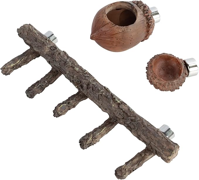 REPTI ZOO Jumping Spider Hideout and Feeding Dish, Nut Shaped Hide and Cave Sets for Spider Playing, Feeding and Climbing, Pet Spider Enclosure Accessories