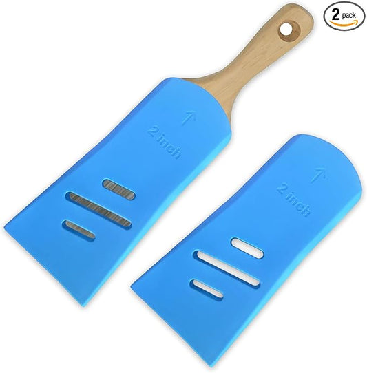 2 PCS Universal Paint Brush Protector Covers, Durable Silicone Professional Protective Covers Paintbrush Sleeves for 2" Flat & Angled Brushes (Blue)