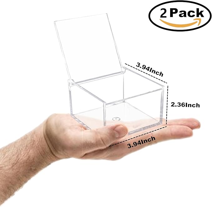 Clear Box with Hinged Lid, Small Acrylic Box with lid Storage Contanier Holder Transparent Dust-Proof Mask Storage Case Container for Home Office Car, Clear