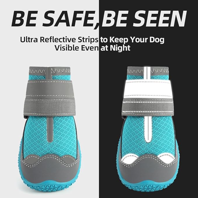 Dog Shoes for Large Dogs, Medium Dog Boots & Paw Protectors for Hardwood Floors, Outdoor Dog Booties for Hot Pavement Winter Snow Hiking, Breathable Dog Shoes with Reflective Strips Size 3
