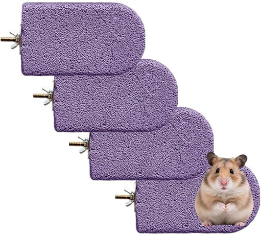 4 Pack Large Size Lava Ledge for Small Pets - Chinchilla, Hamster, Parrot - Grinding & Jumping Platform in Purple