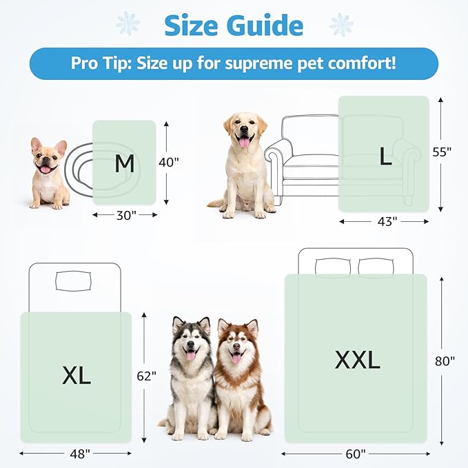 PICK FOR LIFE Cooling Blanket for Dogs, 0.4 Q-MAX Pets Cooling Comforter Throw for Bed Cover, Summer Blanket for Large Dogs Washable, Soft Lightweight Cold Mats for Pet Hot Weather (30"×40"/Green)